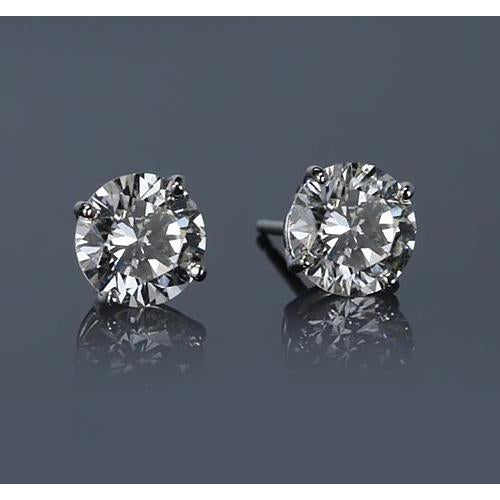 Stud Earrings White Gold 14K Prong Round Diamond Stud Earring G Si1 2 Carats