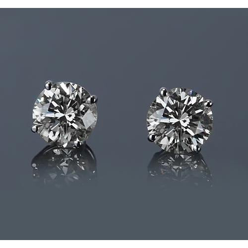New Style half bazel Round Diamond White Gold  Stud Earrings