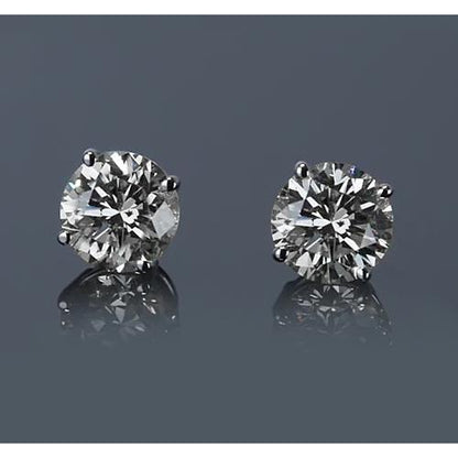 New Style half bazel Round Diamond White Gold  Stud Earrings