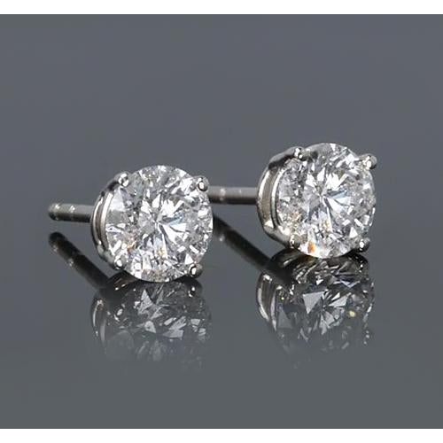 Simple Round Stud Earring Diamond White Gold