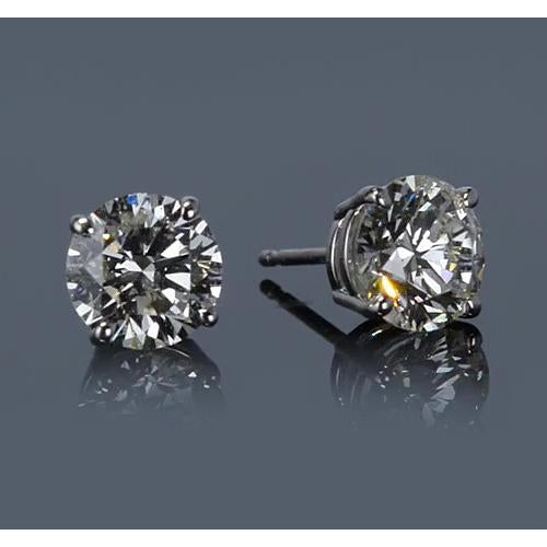 White Gold  Four Prong Round Diamond Stud Earring Stud Earrings