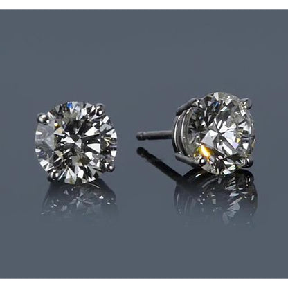 White Gold  Four Prong Round Diamond Stud Earring Stud Earrings
