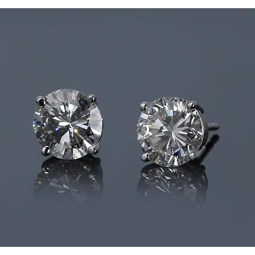 White Gold  Four Prong Round Diamond Stud Earring Stud Earrings