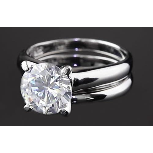 Engagement Ring Set 2 Carats Round Engagement Ring Set 4 Prong Setting