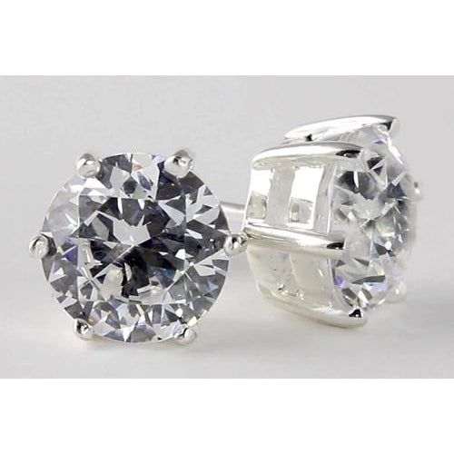 New Amazing  Round Diamond Stud Earrings White Gold 