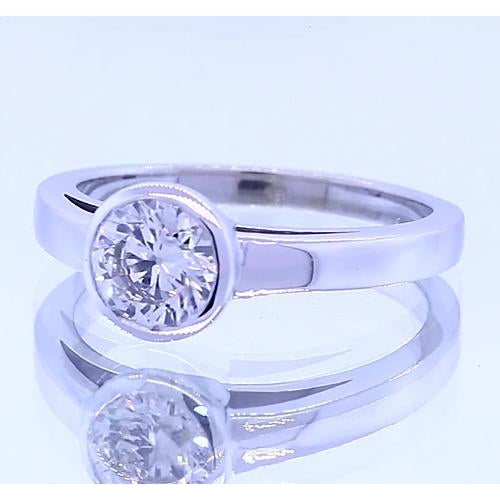 Solitaire Ring Solitaire Round Diamond Ring Bezel Set 1 Carat White Gold 14K