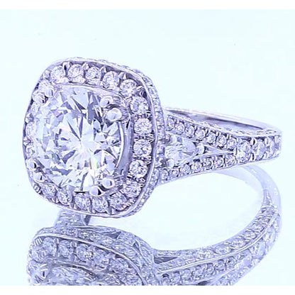 Halo Ring 4.50 Carats Diamond Round Halo Ring White Gold 14K