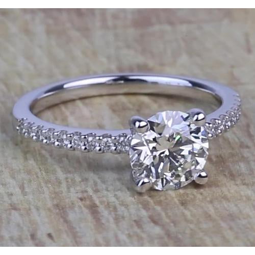 Solitaire Ring with Accents 1.50 Carats Round Diamonds Engagement Ring