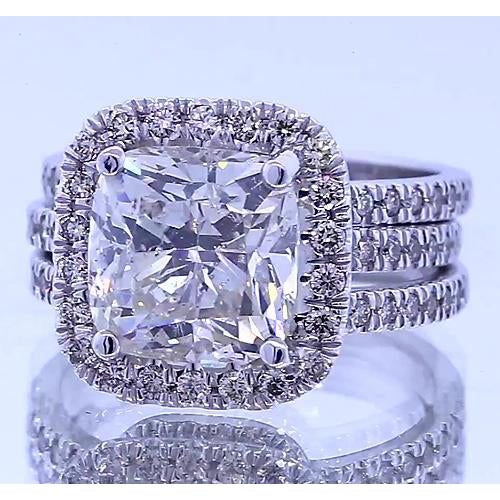 Halo Ring Vintage Type Anniversary Ring Cushion Diamond 4.50 Carats
