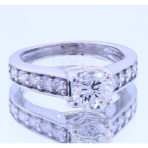 Solitaire Ring with Accents White Gold Diamond  