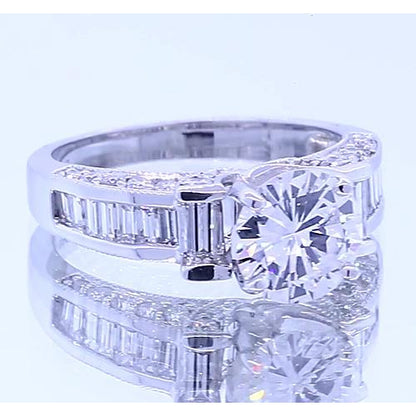 Solitaire Ring with Accents White Gold Diamond 