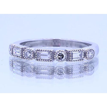 Band 1.20 Carats Round & Baguettes Diamond Anniversary Band White Gold 14K