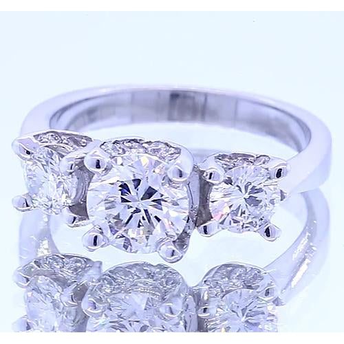 Three Stone Ring 1.50 Carats Three Stone Engagement Ring 4 Prong Set Jewelry