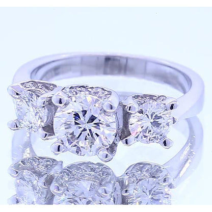 Three Stone Ring 1.50 Carats Three Stone Engagement Ring 4 Prong Set Jewelry