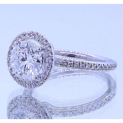 Halo Ring 3 Carats Round Diamond Halo Engagement Ring 14K White Gold