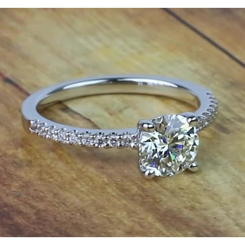 Solitaire Ring with Accents 1.50 Carats Round Diamond Engagement Ring Jewelry