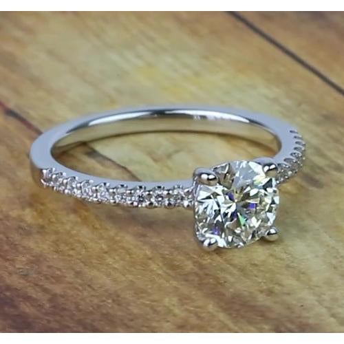 Solitaire Ring with Accents 1.50 Carats Round Diamond Engagement Ring Jewelry