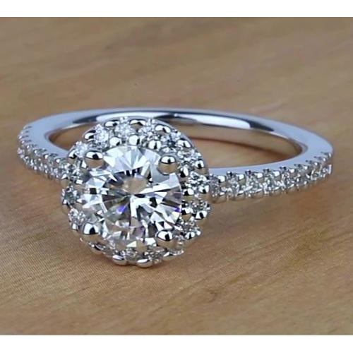 1.60 Carats Halo Round Diamond Engagement Ring