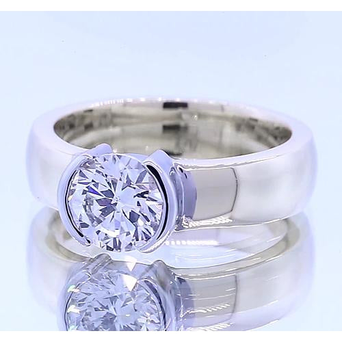 Mens Ring Classic Style 1 Carat Round Diamond Half Bezel Men'S Ring