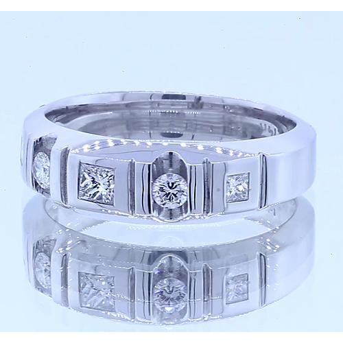 Band Anniversary Band Princess & Round Diamonds White Gold 14K 1 Carat