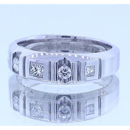 Band Anniversary Band Princess & Round Diamonds White Gold 14K 1 Carat