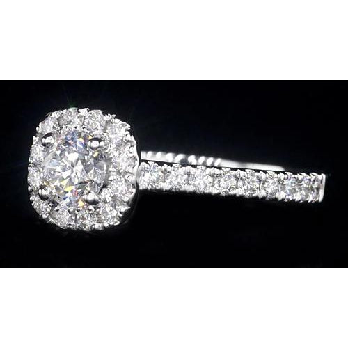 Halo Ring 3 Carats Halo Setting Engagement Ring White Gold 14K