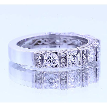 Band Anniversary Band Round Diamond Classic Look 1.65 Carats White Gold 14K