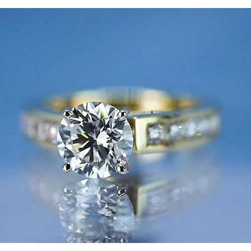 4 Prong Round Engagement Ring Yellow Solitaire 