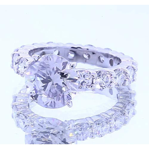  Engagement White Gold Diamond Solitaire Ring with Accents