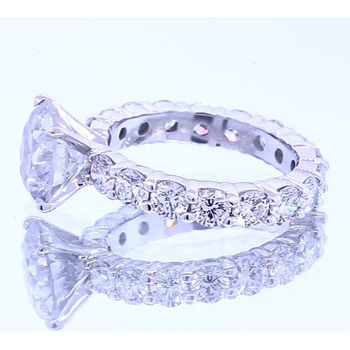 Solitaire Ring with Accents Round Diamond 4 Prong Setting Engagement Ring 