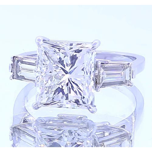 Three Stone Ring 3 Stone Engagement Ring Princess Cut Diamond 3 Carats Jewelry
