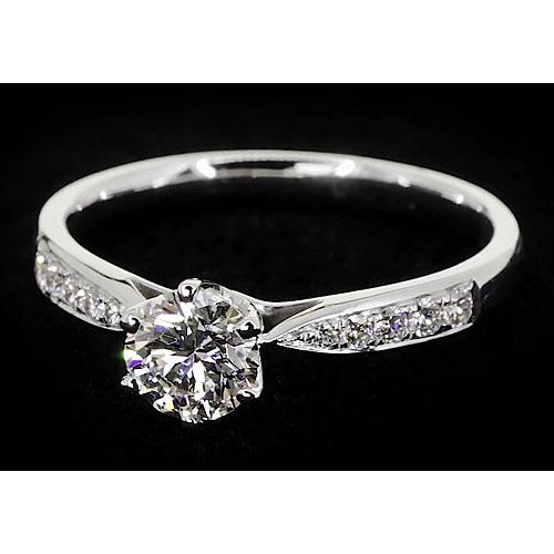 Brilliant Sparkling Solitaire Ring with Accents White Gold Diamond 