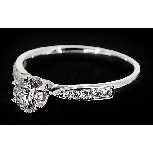 Brilliant Sparkling Solitaire Ring with Accents