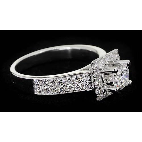 Engagement Ring Pave Setting 3 Carats Round Diamond Engagement Ring White Gold 14K