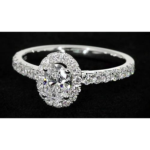 Halo Ring Oval Diamond Engagement Ring 2.50 Carats Halo White Gold 14K