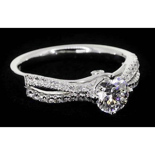 Antiue Style Prong Diamond Engagement Ring White Gold 14K