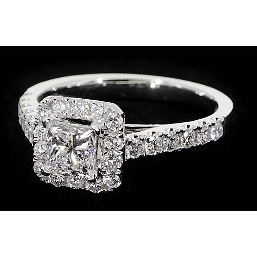 Halo Ring Princess Cut Diamond Halo Setting Engagement Ring 2 Carats