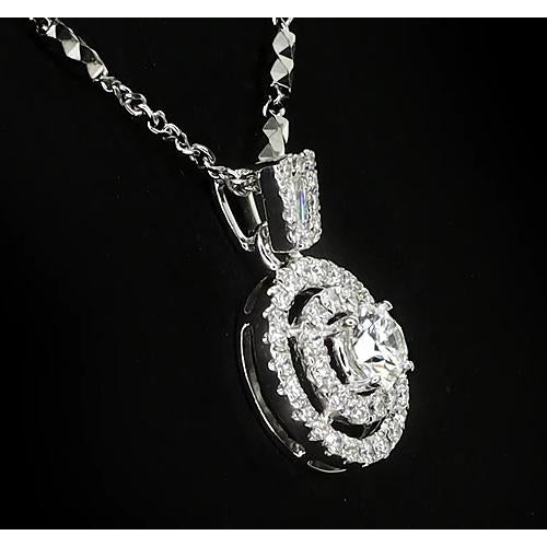 Pendant 1.50 Carats Round Diamond Pendant Halo Setting