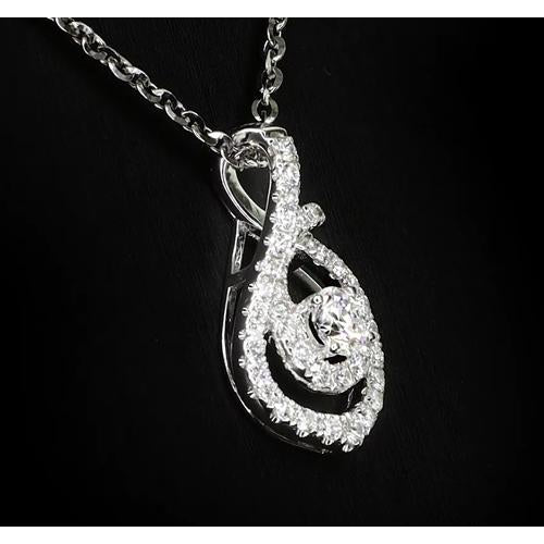 Pendant 1.50 Carats Round Diamond Twirl Style Pendant White Gold Jewelry