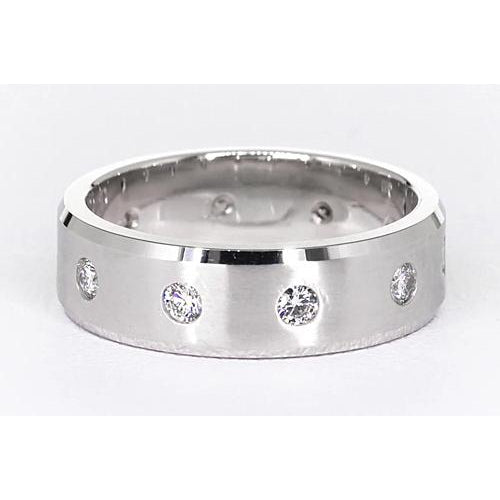 Band Satin Finish Anniversary Band Round Diamonds White Gold 14K Vs1 F Brushed Finish