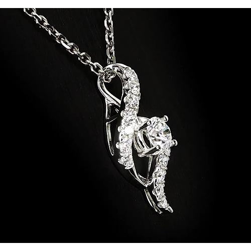 Pendant Round Diamond Pendant 1 Carat White Gold 14K