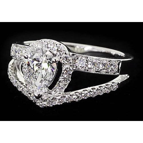 Pear Cut Womens Diamond Anniversary Ring White Gold