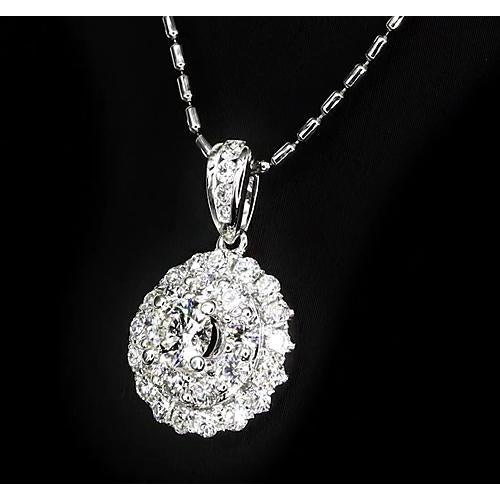 Pendant 1 Carat White Gold 14K Round Cut Diamond Ladies Pendant