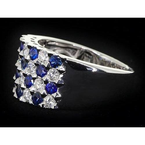 Gemstone Ring  Blue Sapphire Stones Anniversary Ring Thick Shank