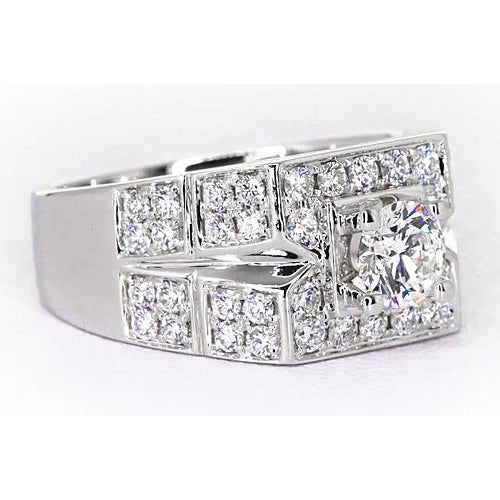 Mens Ring 3 Carats Round Diamond Anniversary Mens Ring