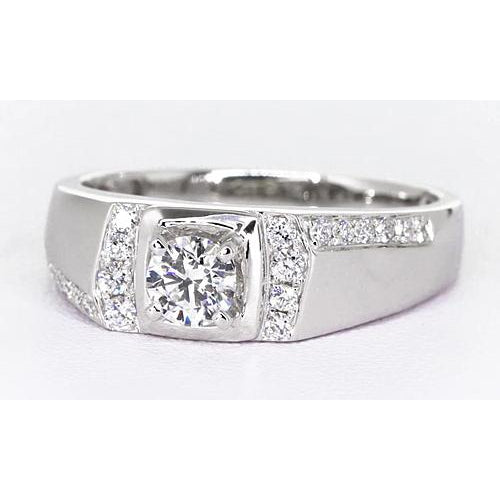 Mens Ring 1.75 Carats Round Diamond Anniversary Ring White Gold 14K