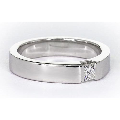 Mens Ring Tension Set Princess Cut Diamond Anniversary Ring White Gold 14K 0.75 Carats