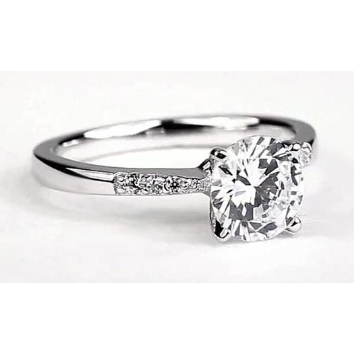 Sparkling Solitaire Ring with Accents White Gold Diamond 
