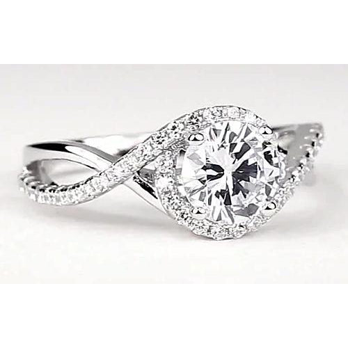 Engagement White Gold Diamond Solitaire Ring with Accents