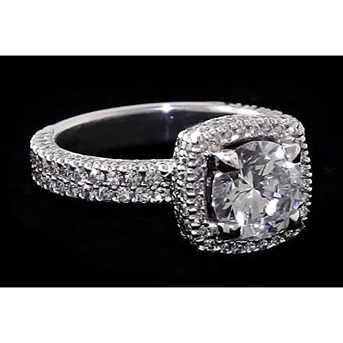 Halo Ring Halo Engagement Ring Round Diamond 3.50 Carats
